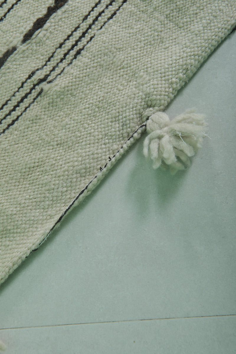 Handwoven Moroccan Rug - Black Striped 6 x 11.7 ft | Bohemian Elegance