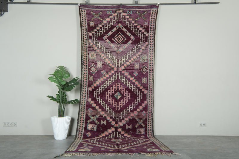 Purple Moroccan azilal rug - 5.3 ft x 13.5 ft - Handwoven runner berber rug