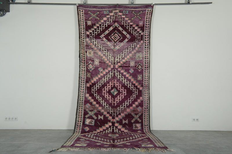 Purple Moroccan azilal rug - 5.3 ft x 13.5 ft - Handwoven runner berber rug