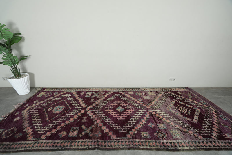 Purple Moroccan azilal rug - 5.3 ft x 13.5 ft - Handwoven runner berber rug