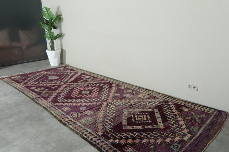 Purple Moroccan azilal rug - 5.3 ft x 13.5 ft - Handwoven runner berber rug