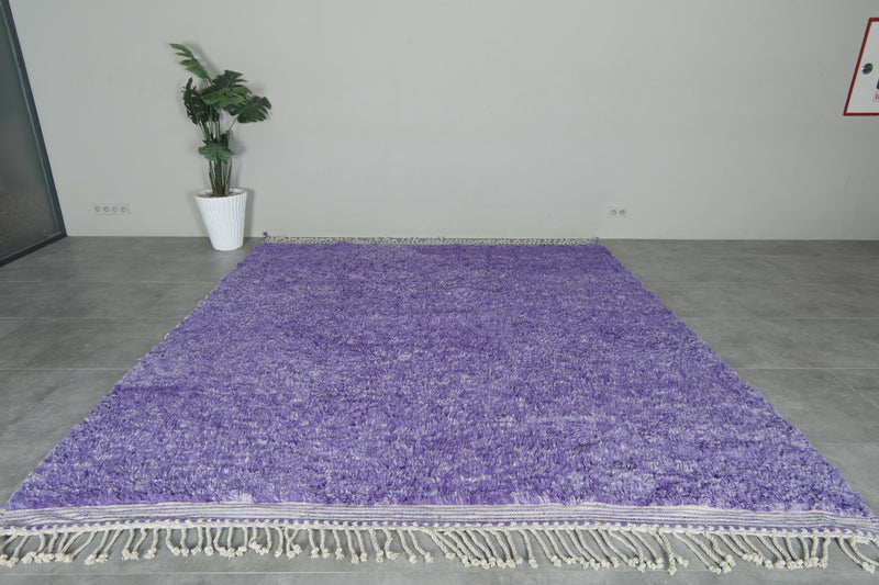 Handwoven Moroccan Rug - Purple Shaggy Wool Carpet - Custom Rug