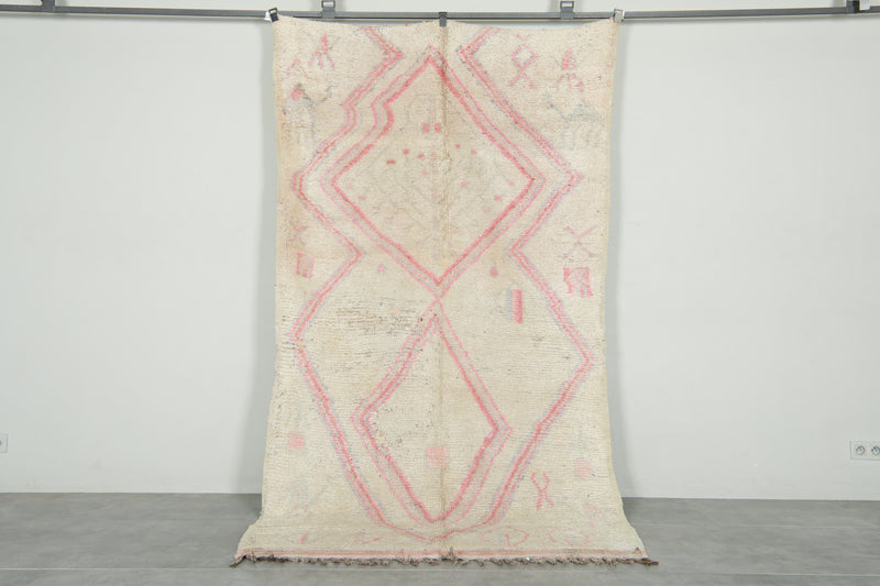 Beige Moroccan azilal rug - 5 ft x 9 ft - Handcrafted wool rug