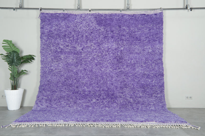 Handwoven Moroccan Rug - Purple Shaggy Wool Carpet - Custom Rug