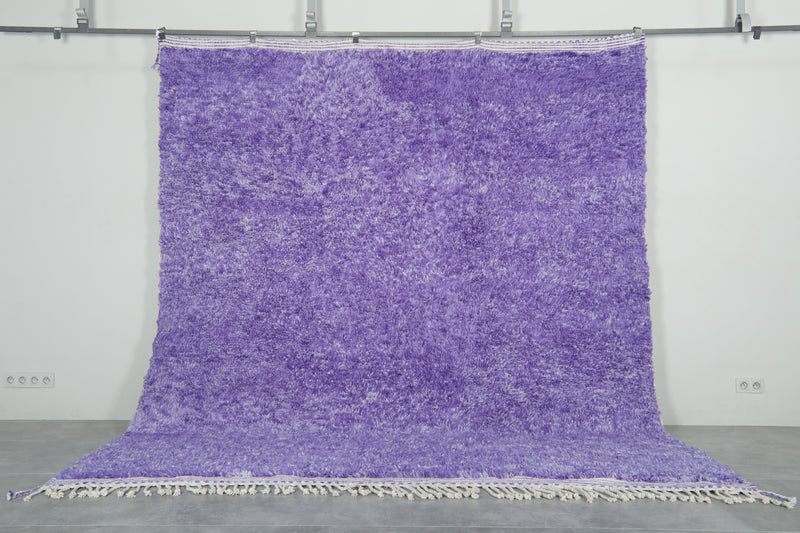 Handwoven Moroccan Rug - Purple Shaggy Wool Carpet - Custom Rug