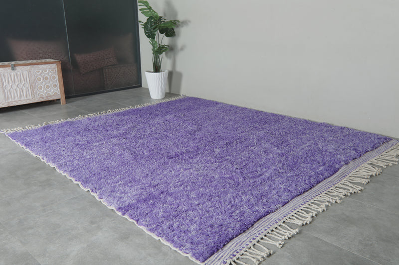 Handwoven Moroccan Rug - Purple Shaggy Wool Carpet - Custom Rug