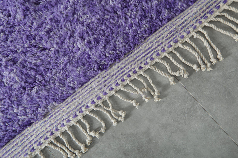 Handwoven Moroccan Rug - Purple Shaggy Wool Carpet - Custom Rug