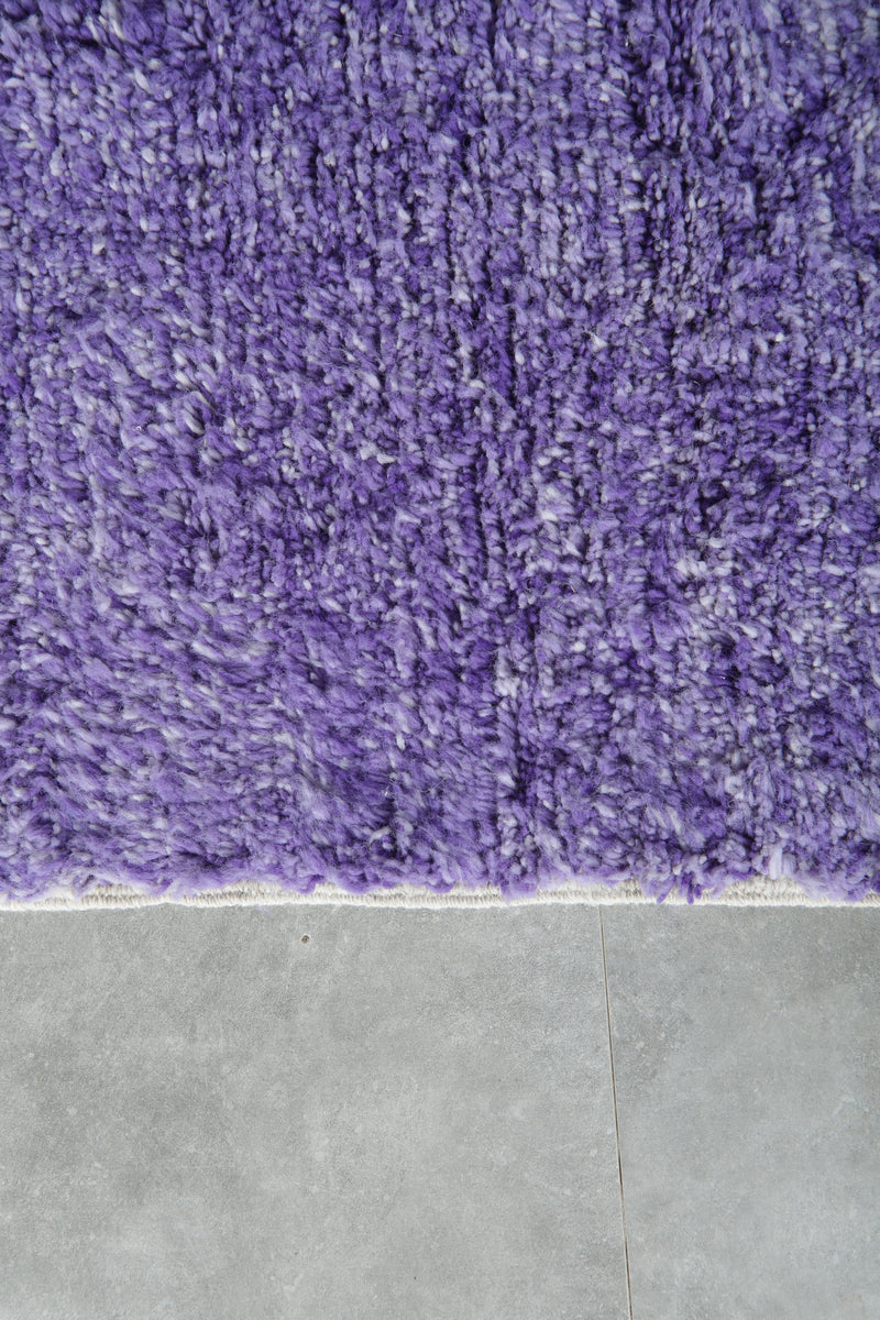 Handwoven Moroccan Rug - Purple Shaggy Wool Carpet - Custom Rug