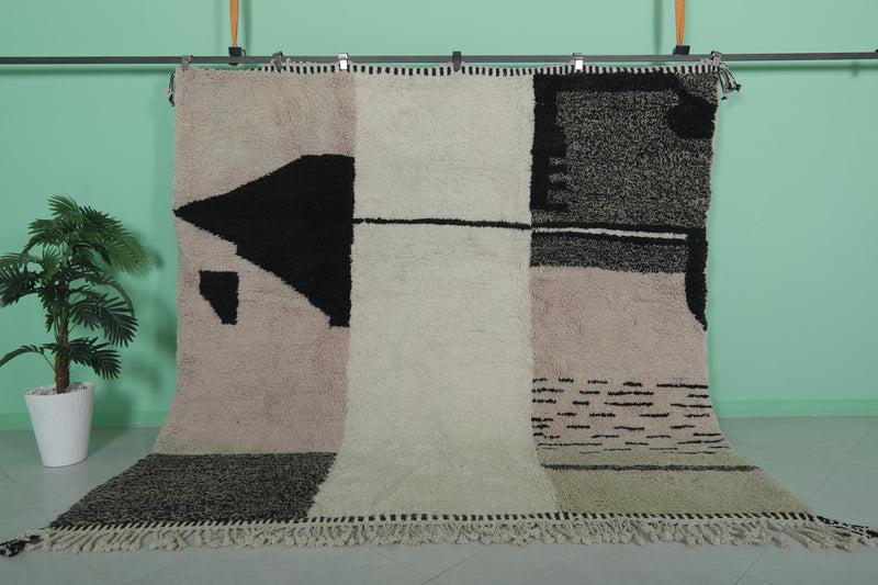 Beni ourain Moroccan rug - 8.3 x 8.2 ft | Handwoven abstract design