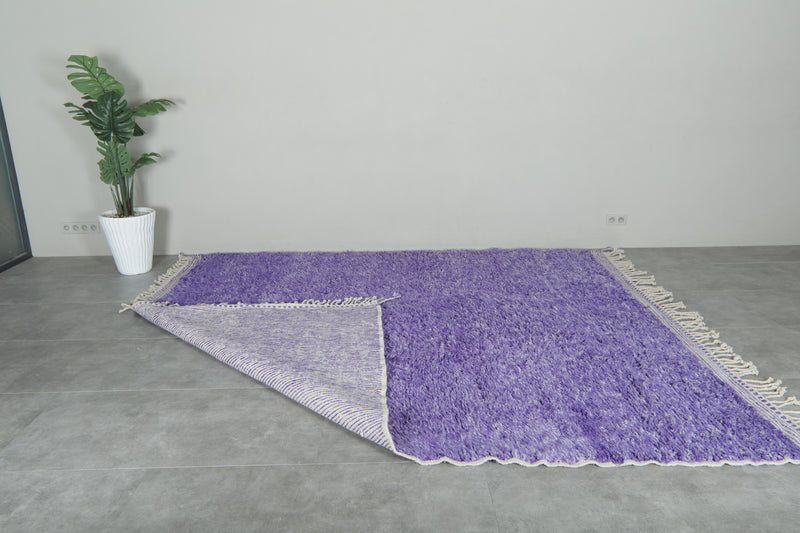 Handwoven Moroccan Rug - Purple Shaggy Wool Carpet - Custom Rug