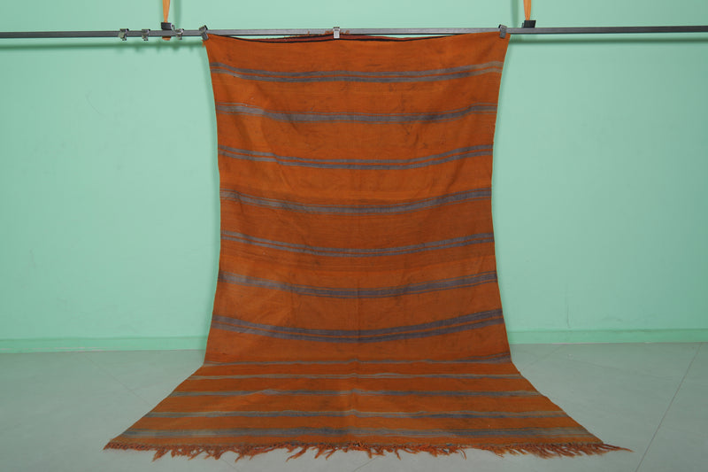 Moroccan Wool Rug 5.4x9.4 FT - Handwoven Striped Design - 