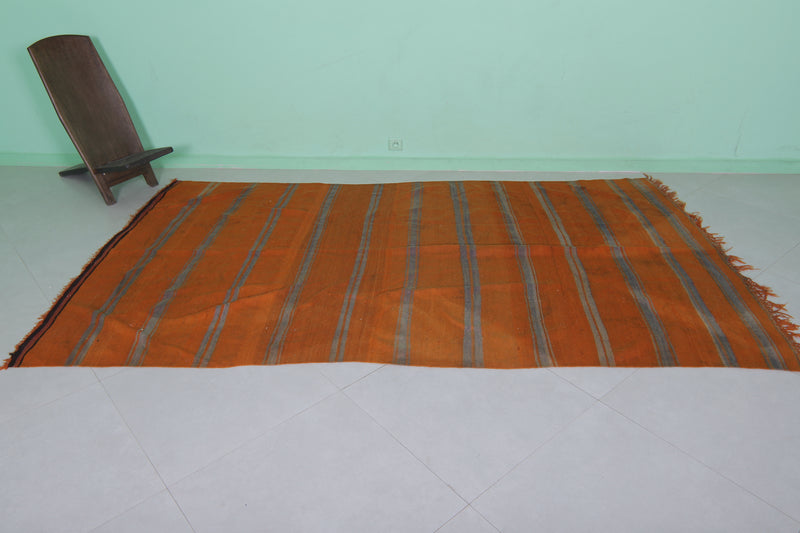 Moroccan Wool Rug 5.4x9.4 FT - Handwoven Striped Design - 