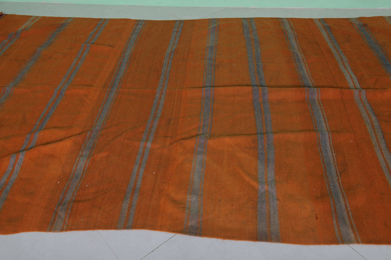 Moroccan Wool Rug 5.4x9.4 FT - Handwoven Striped Design - 