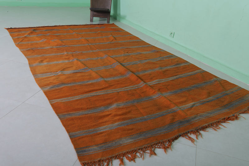 Moroccan Wool Rug 5.4x9.4 FT - Handwoven Striped Design - 