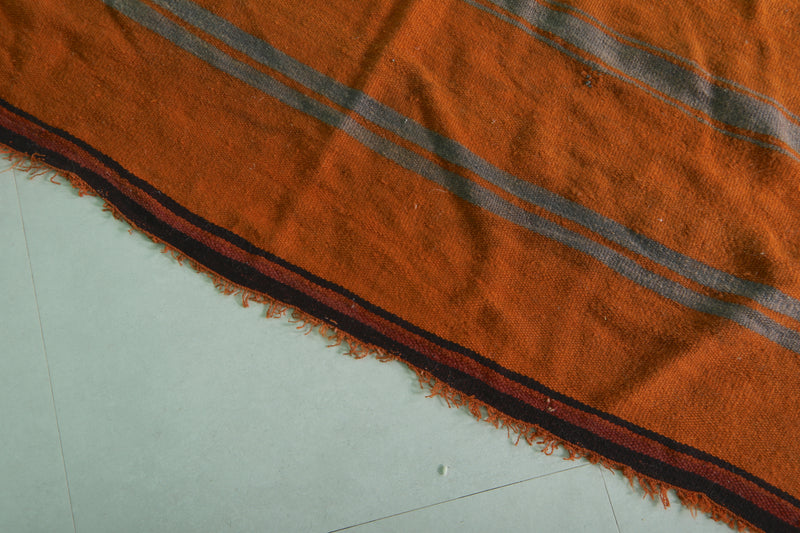 Moroccan Wool Rug 5.4x9.4 FT - Handwoven Striped Design - 