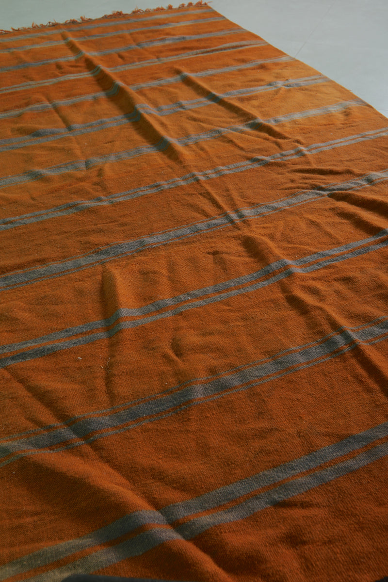 Moroccan Wool Rug 5.4x9.4 FT - Handwoven Striped Design - 