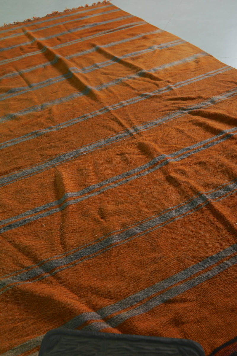 Moroccan Wool Rug 5.4x9.4 FT - Handwoven Striped Design - 