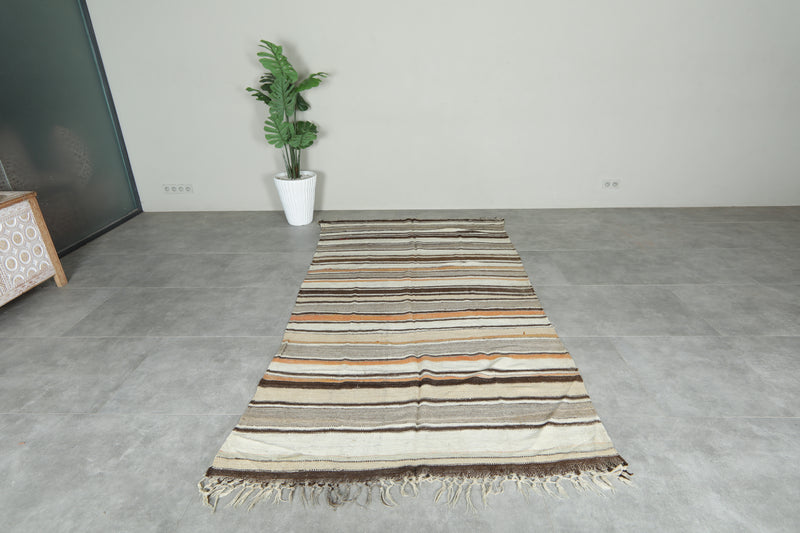 Striped Moroccan rug - 5.4 ft x 11.1 ft - Handwoven carpet