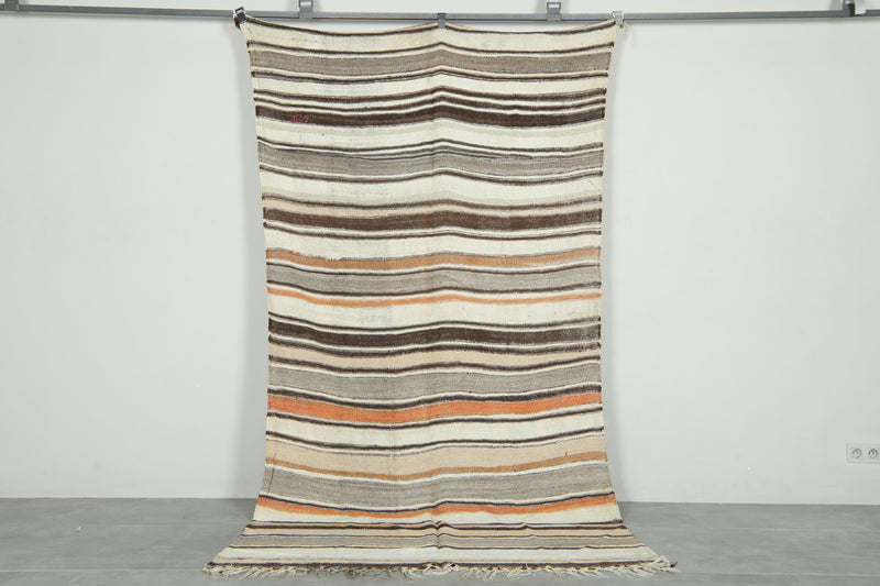 Striped Moroccan rug - 5.4 ft x 11.1 ft - Handwoven carpet