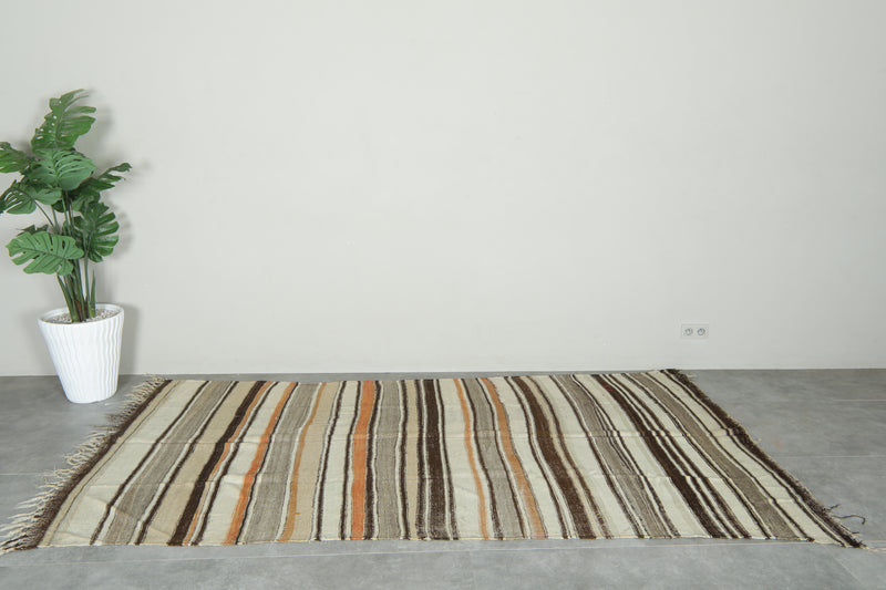 Striped Moroccan rug - 5.4 ft x 11.1 ft - Handwoven carpet