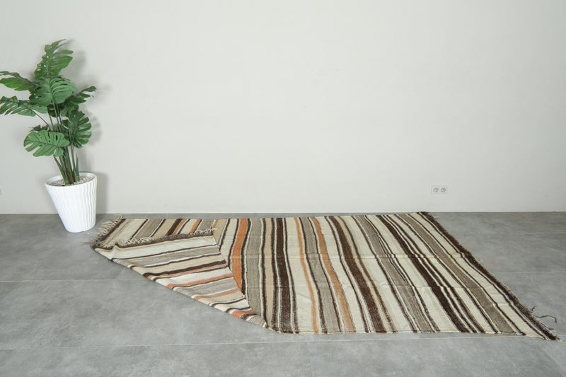 Striped Moroccan rug - 5.4 ft x 11.1 ft - Handwoven carpet