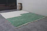 Custom Berber Moroccan rug - White and Green Handmade Boujaad Rug