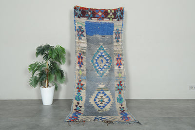 Geometric Moroccan runner rug - 3 ft x 7.7 ft - Handwoven wool carpet - Runner moroccan rugs
