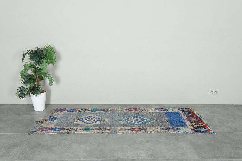 Geometric Moroccan runner rug - 3 ft x 7.7 ft - Handwoven wool carpet - Runner moroccan rugs