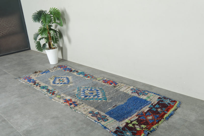 Geometric Moroccan runner rug - 3 ft x 7.7 ft - Handwoven wool carpet - Runner moroccan rugs
