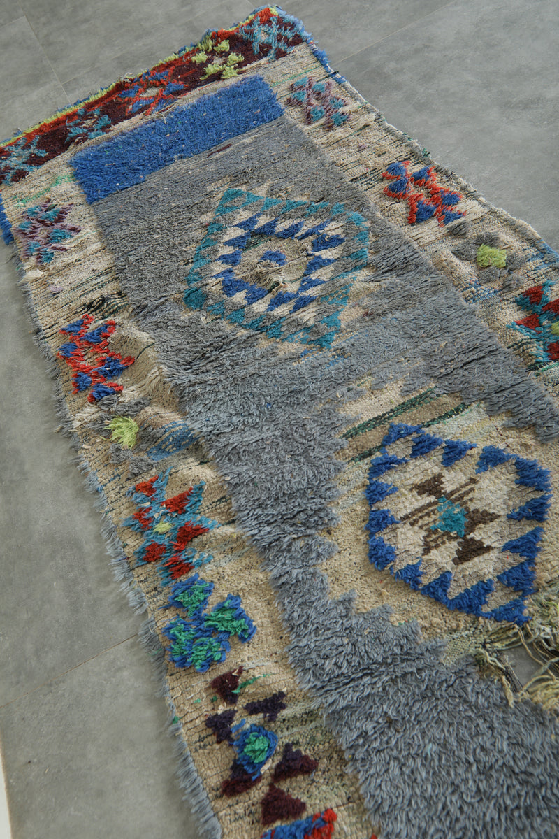 Geometric Moroccan runner rug - 3 ft x 7.7 ft - Handwoven wool carpet - Runner moroccan rugs