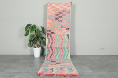 Colorful runner Moroccan rug - 2.4 ft x 9.7 ft - Handmade carpet - Runner moroccan rugs