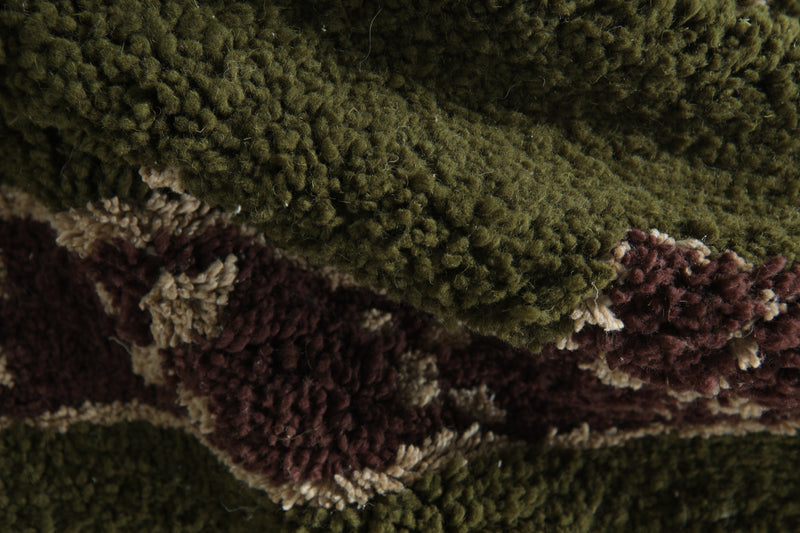 Olive green Moroccan rug – Tribal berber design - 9.4 ft x 12 ft