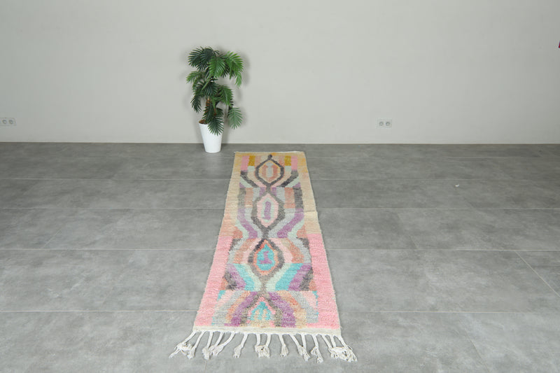 Geometric runner Moroccan rug - 2.2 ft x 8.9 ft - Handmade wool rug
