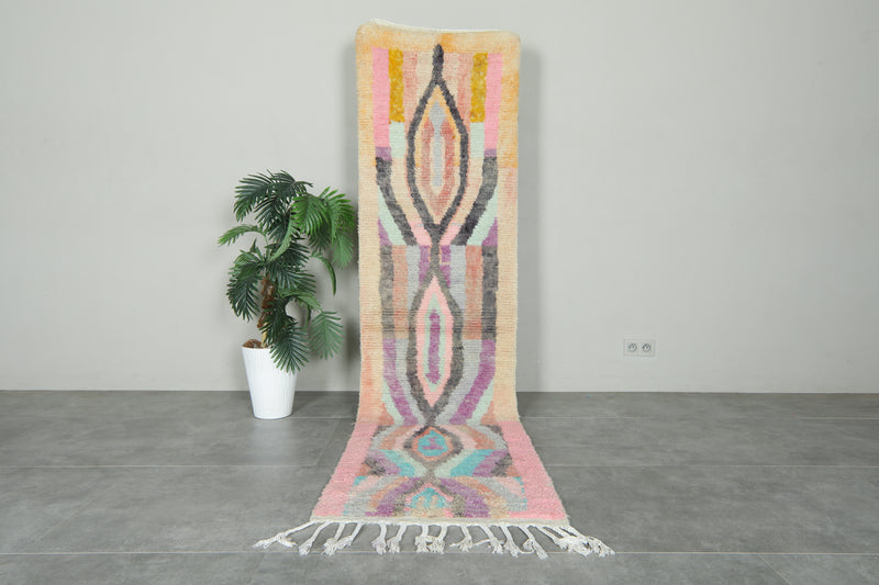 Geometric runner Moroccan rug - 2.2 ft x 8.9 ft - Handmade wool rug