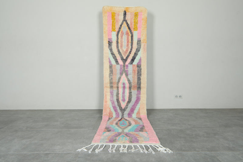 Geometric runner Moroccan rug - 2.2 ft x 8.9 ft - Handmade wool rug