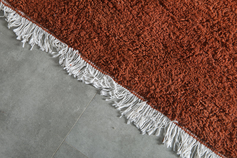 Minimalist Moroccan rug - Rust orange wool - 12 ft x 14.5 ft