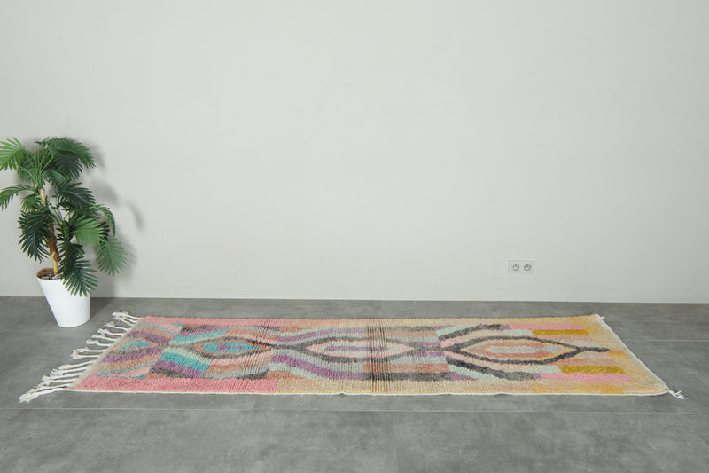 Geometric runner Moroccan rug - 2.2 ft x 8.9 ft - Handmade wool rug