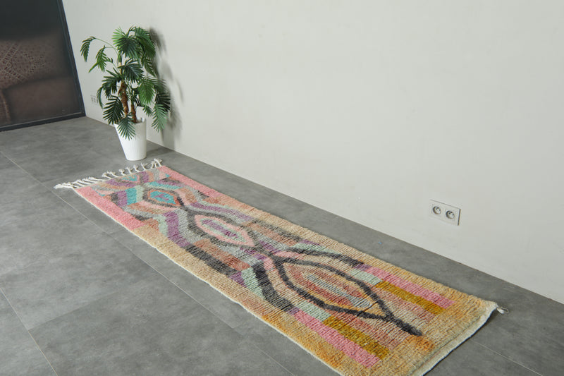 Geometric runner Moroccan rug - 2.2 ft x 8.9 ft - Handmade wool rug