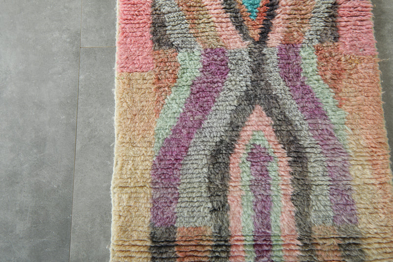 Geometric runner Moroccan rug - 2.2 ft x 8.9 ft - Handmade wool rug