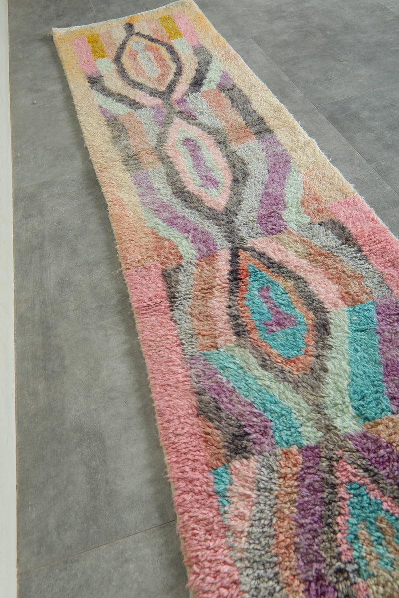 Geometric runner Moroccan rug - 2.2 ft x 8.9 ft - Handmade wool rug