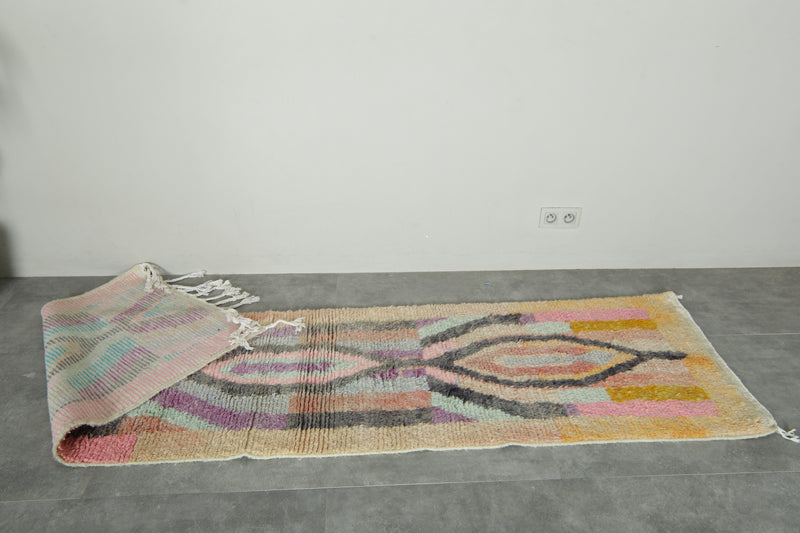 Geometric runner Moroccan rug - 2.2 ft x 8.9 ft - Handmade wool rug