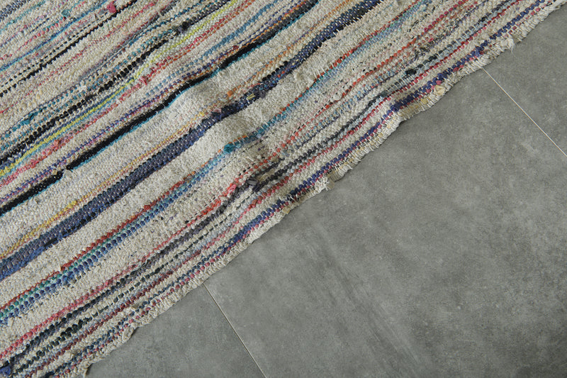 Multicolor striped Moroccan rug - 5.3 ft x 6.8 ft - Handwoven wool carpet