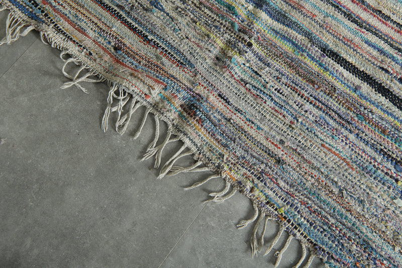 Multicolor striped Moroccan rug - 5.3 ft x 6.8 ft - Handwoven wool carpet