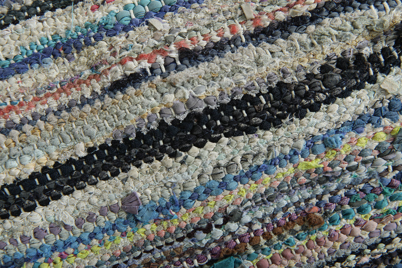 Multicolor striped Moroccan rug - 5.3 ft x 6.8 ft - Handwoven wool carpet