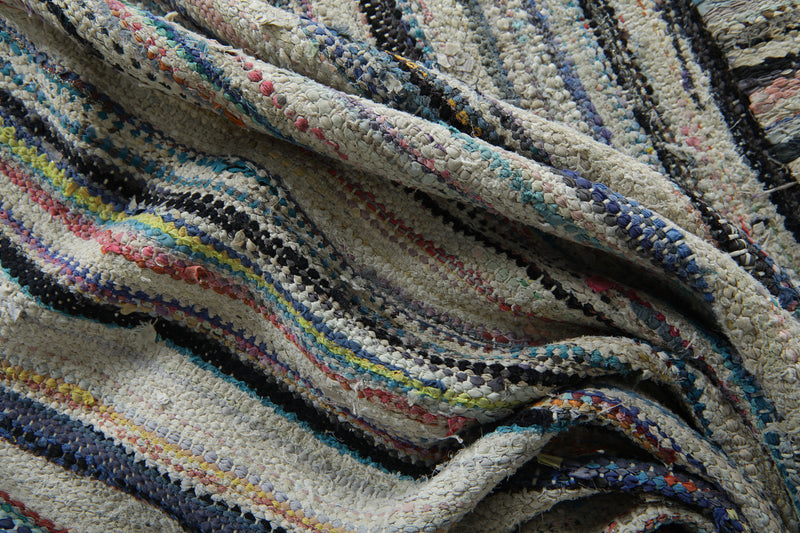 Multicolor striped Moroccan rug - 5.3 ft x 6.8 ft - Handwoven wool carpet