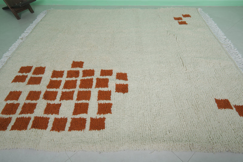 Beni ourain Moroccan rug - 8.2 x 9.1 ft | Handwoven minimalist design