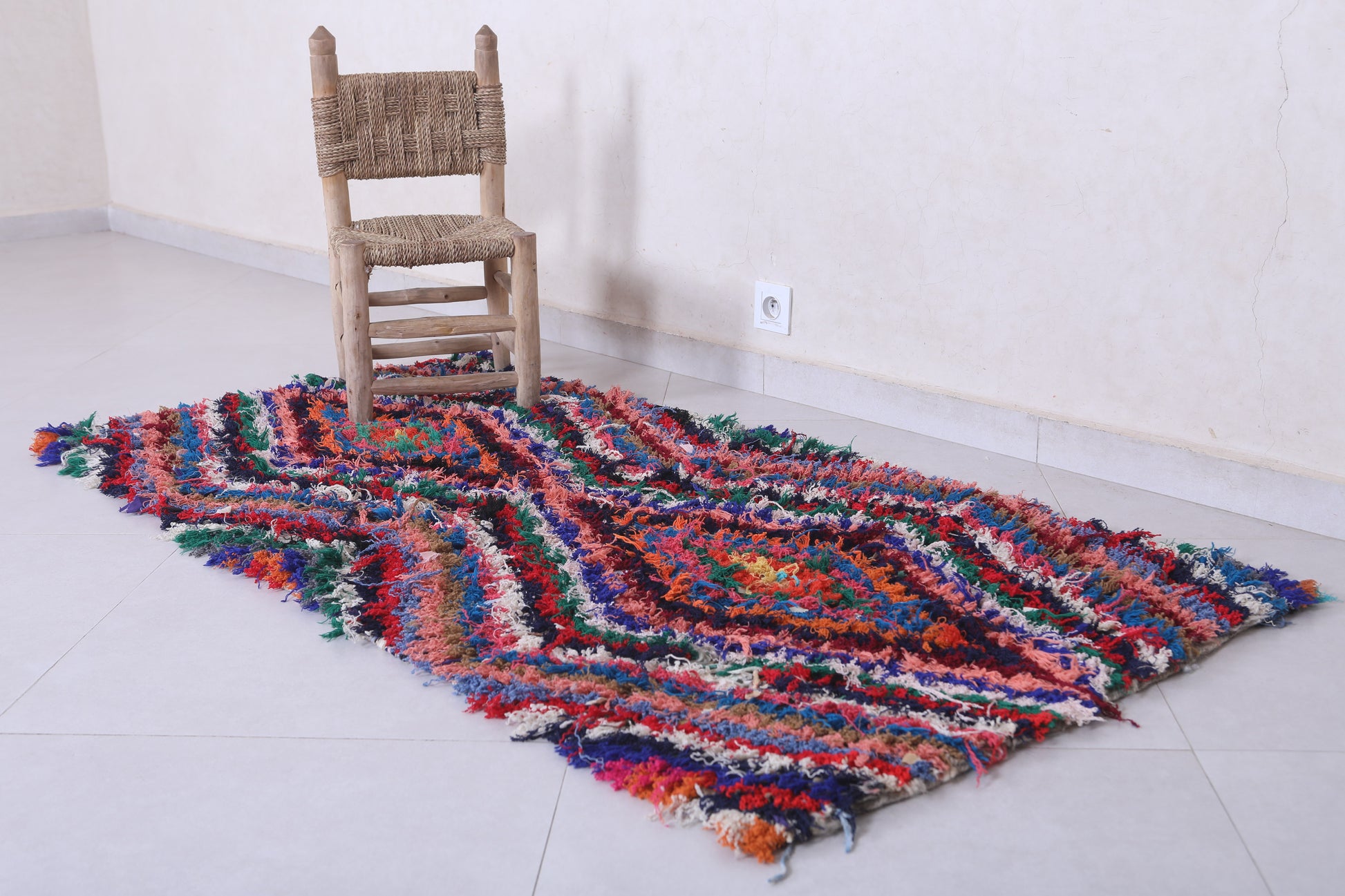 Moroccan berber rug 2.8 X 5.8 Feet - Boucherouite Rugs