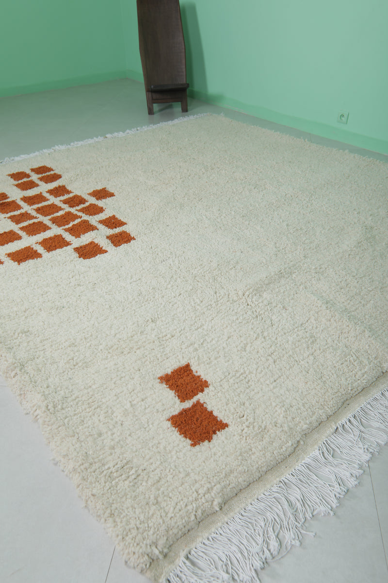 Beni ourain Moroccan rug - 8.2 x 9.1 ft | Handwoven minimalist design