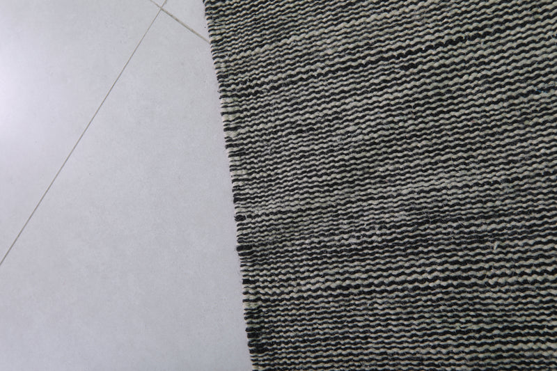 Black and White Moroccan Rug - 3.4 X 5.3 Feet | Handwoven Elegance - Flat woven rugs