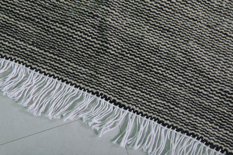 Black and White Moroccan Rug - 3.4 X 5.3 Feet | Handwoven Elegance - Flat woven rugs